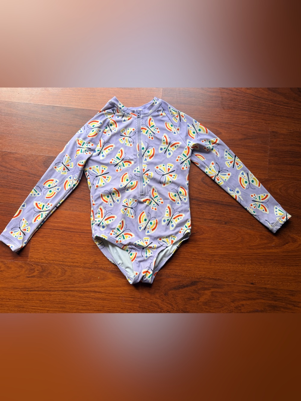 Hanna Andersson Lavender Butterfly Long-Sleeve Rash Guard